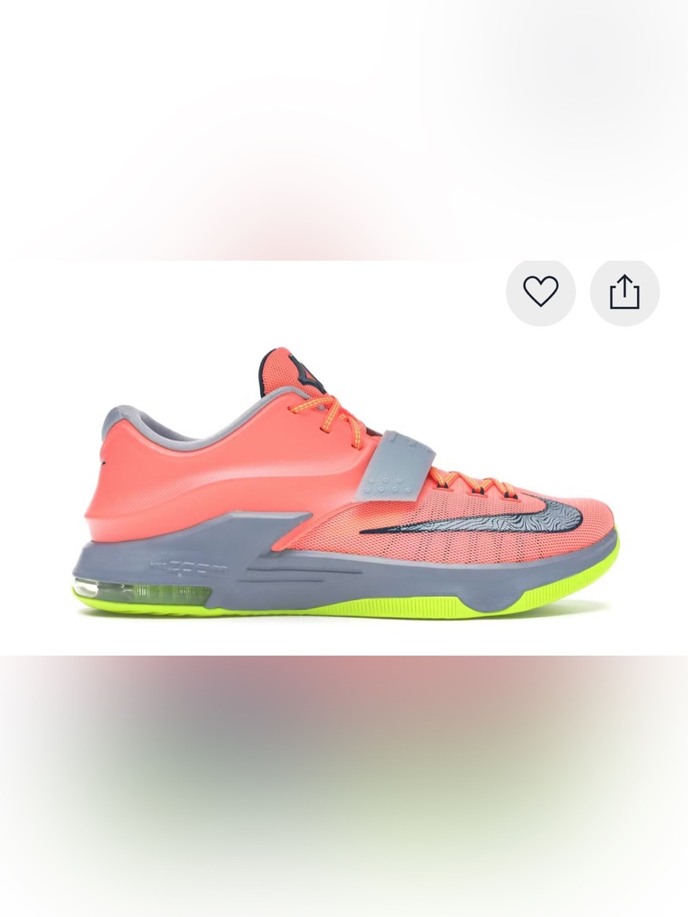 Nike Kids Coral and Gray Basketball Sneakers with Neon Green Sole